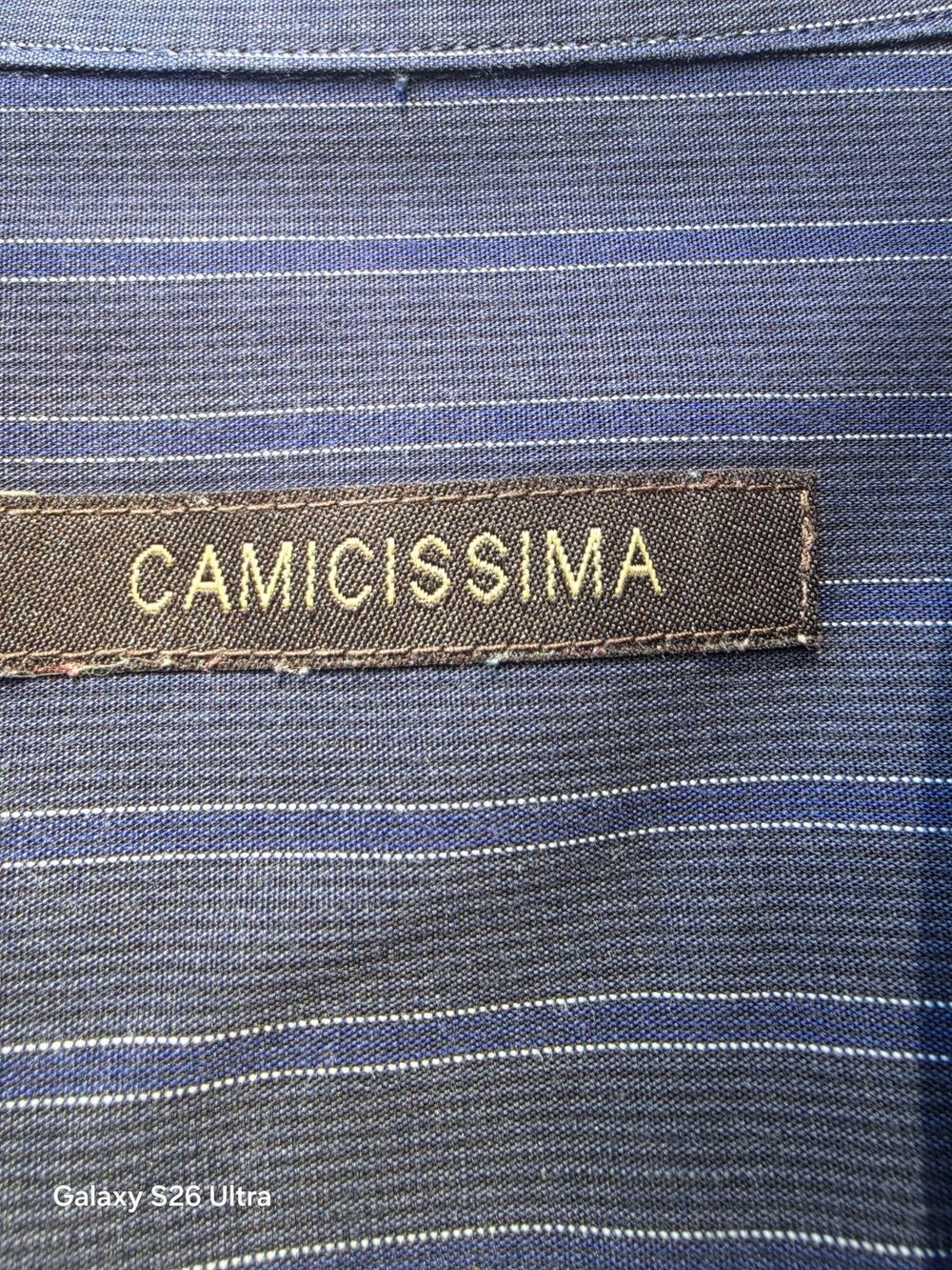 Camicissima Milano Men's Dress Shirt Navy Blue Striped Long Sleeve Size 15 38